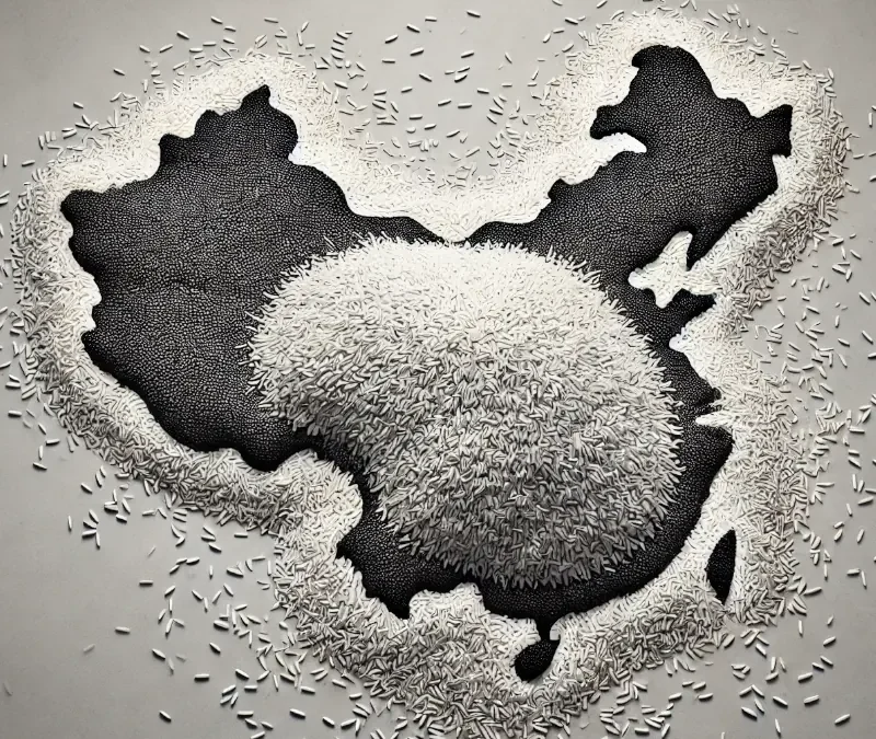 Pile of Rice on a Map of China