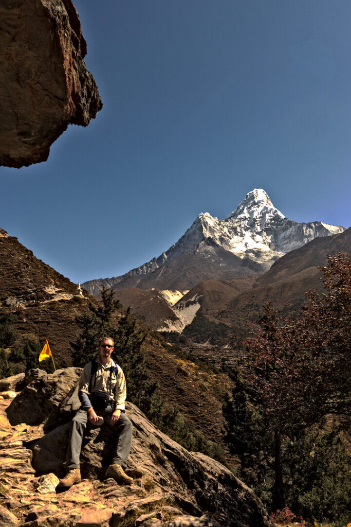Greg resting below Ama Dablam, Everest Base Camp