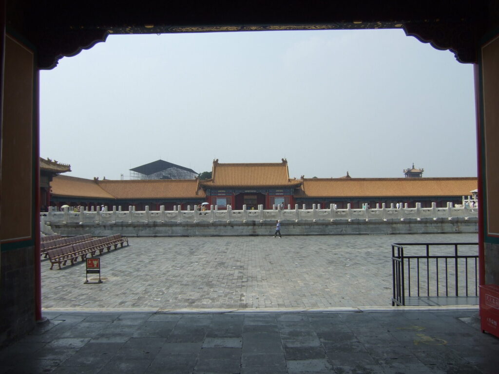 Forbidden City courtyard framed by a gateway, The Forbidden City and Xi'an