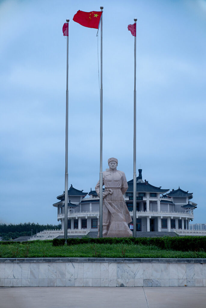 The statue and memorial hall under three flags, Huo Yuanjia Memorial Park