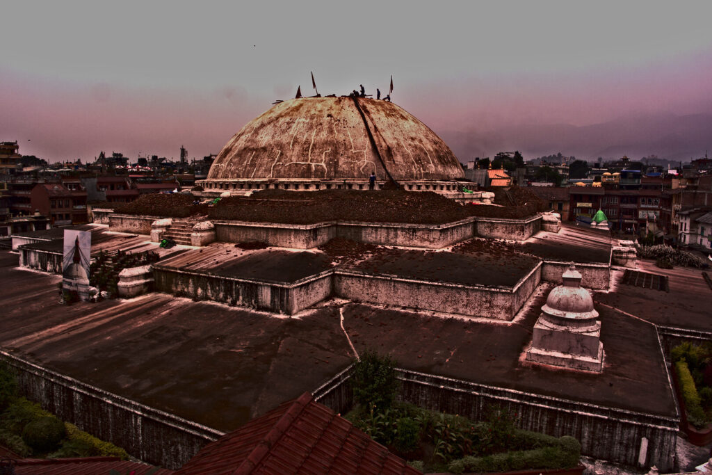 Boudhanath dome without its spire, Kathmandu, Autumn 2015