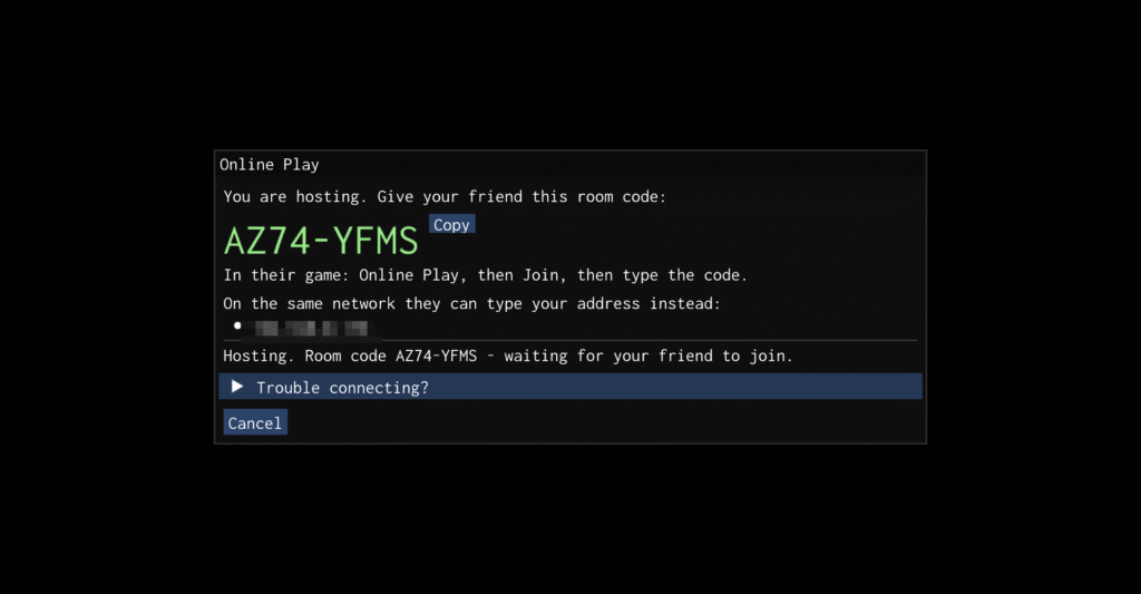 The Mario Kart 64 Online lobby with a room code