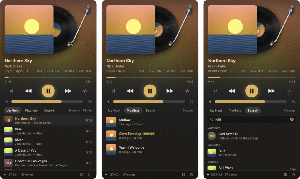 Needle: a macOS menu-bar music remote with a turning record and tonearm