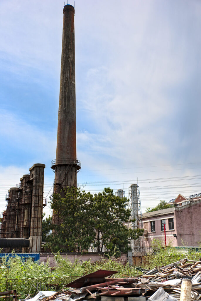 The chimney and rusting works behind scrap, The Old Chimney
