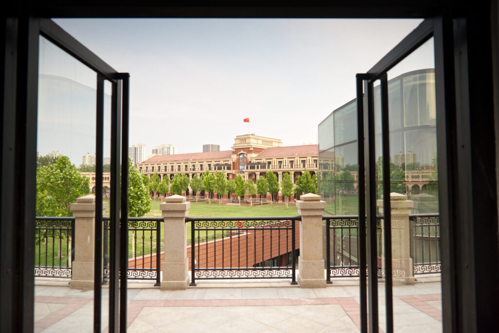 Open doors onto a colonial square, Tianjin Streets