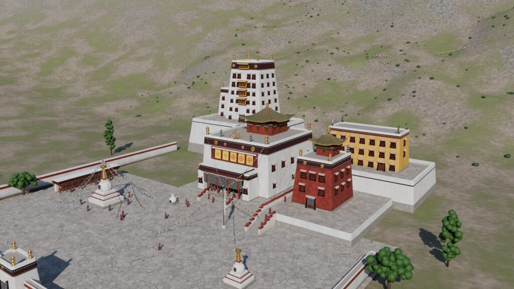 A Tibetan monastery town generated entirely from Python in Blender